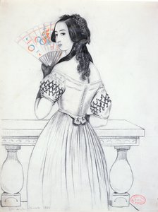 George Sand (1804-76) med en vifte, 1833